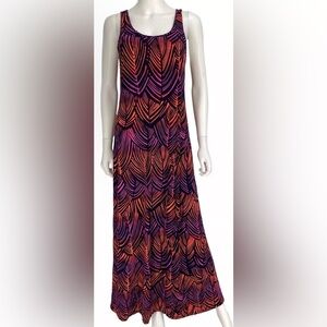 TRINA TURK Geo Neon Leaf Print Maxi Dress- Size Small